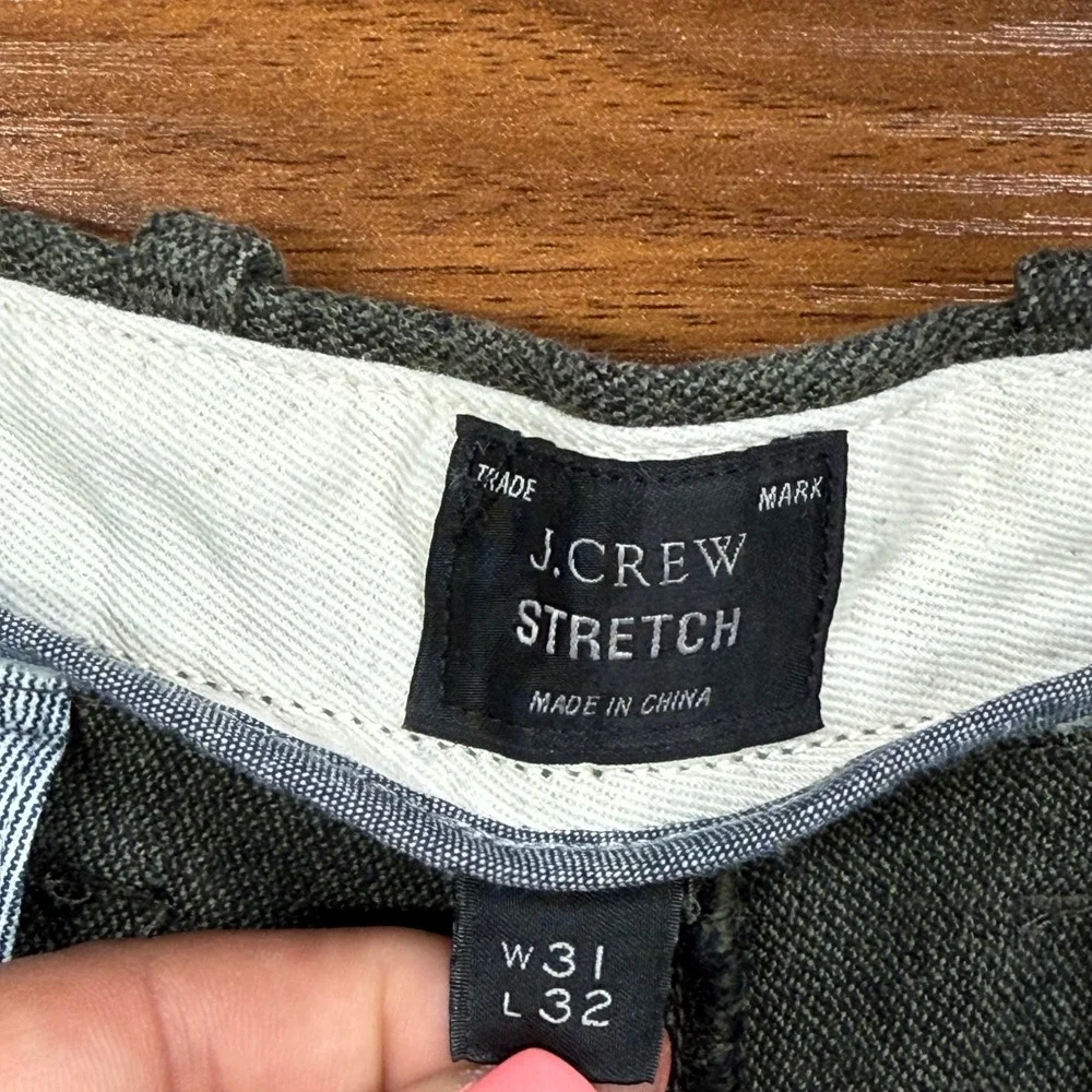 J.Crew Stretch Chinos Mens 31x32 Green Heathered Brushed Cotton Twill Pants
